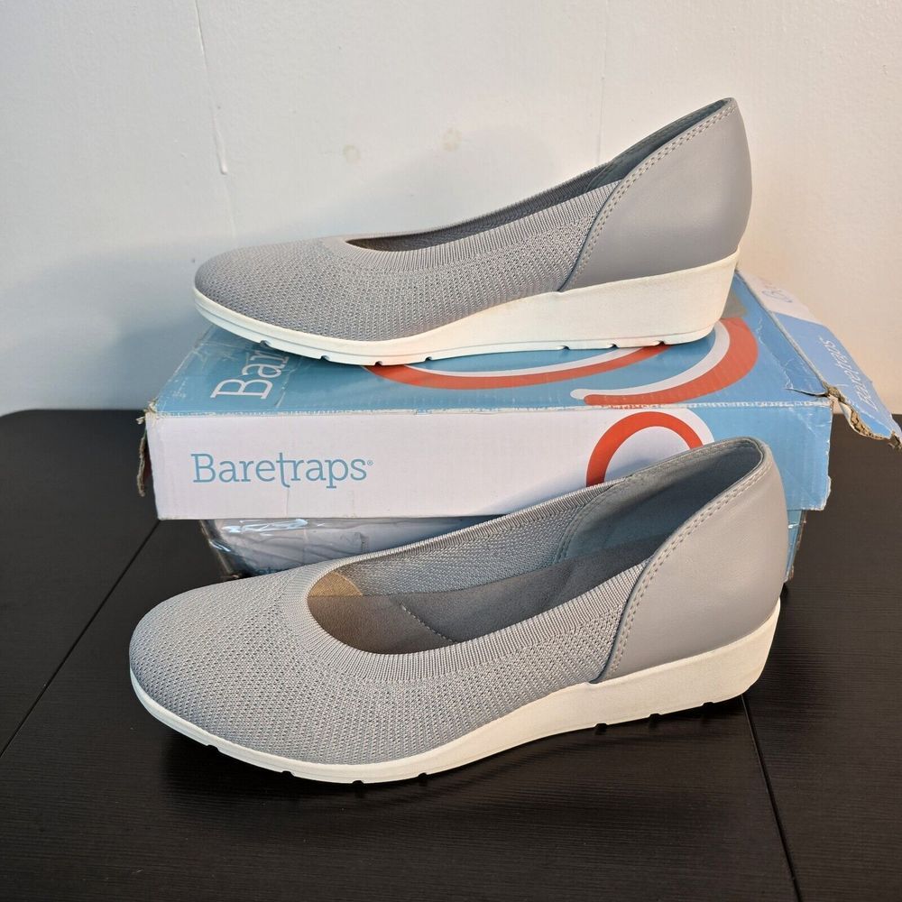 Baretraps Womens‎ Marily Slip-On Wedge Heel Shoe 9M Light Grey New